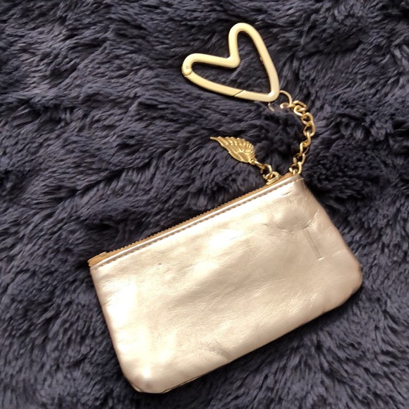 Victoria’s Secret Angel Wings Gold Heart Keychain Metallic Zipper Zip Top Pouch - Picture 6 of 9